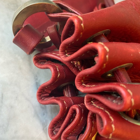 PETER KENT - FINE LEATHER purse - shoulder bag with silver metal accents - Picture 6 of 7